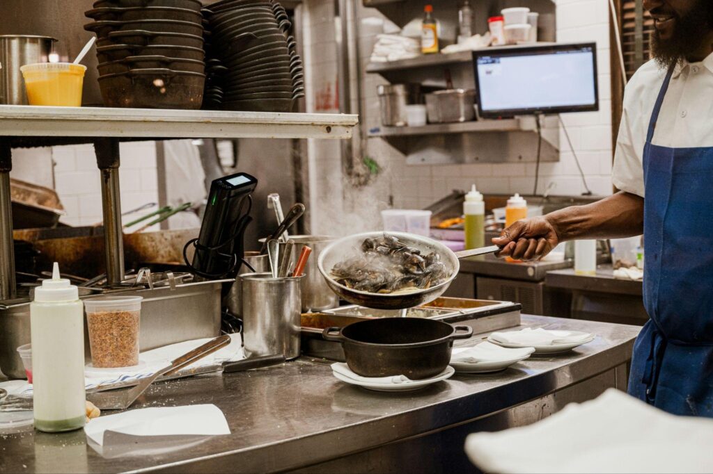 Commercial kitchen equipment and layout from a Toronto restaurant renovation project in daily service.